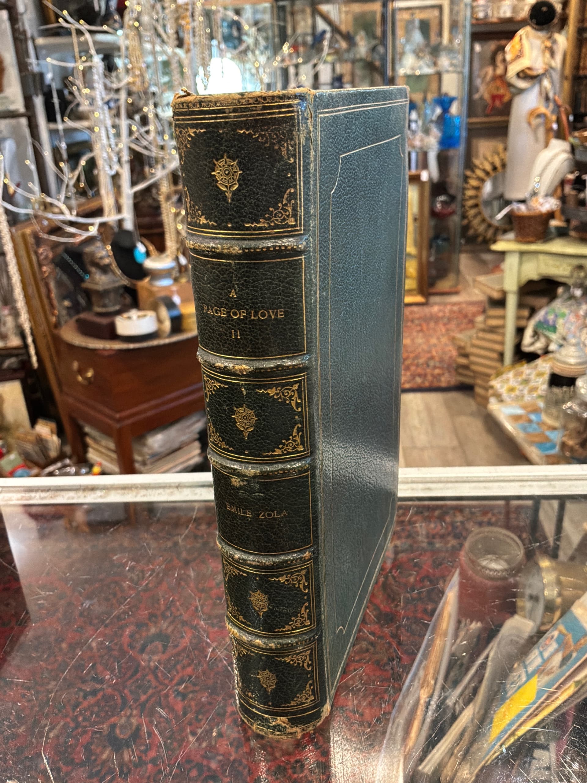 Antique 1884 Emile Zola “A Page of Love” Vol II Limited Edition No. 576/1000 Japanese Vellum Leather Bound Illustrated Book - Regular - Image 1