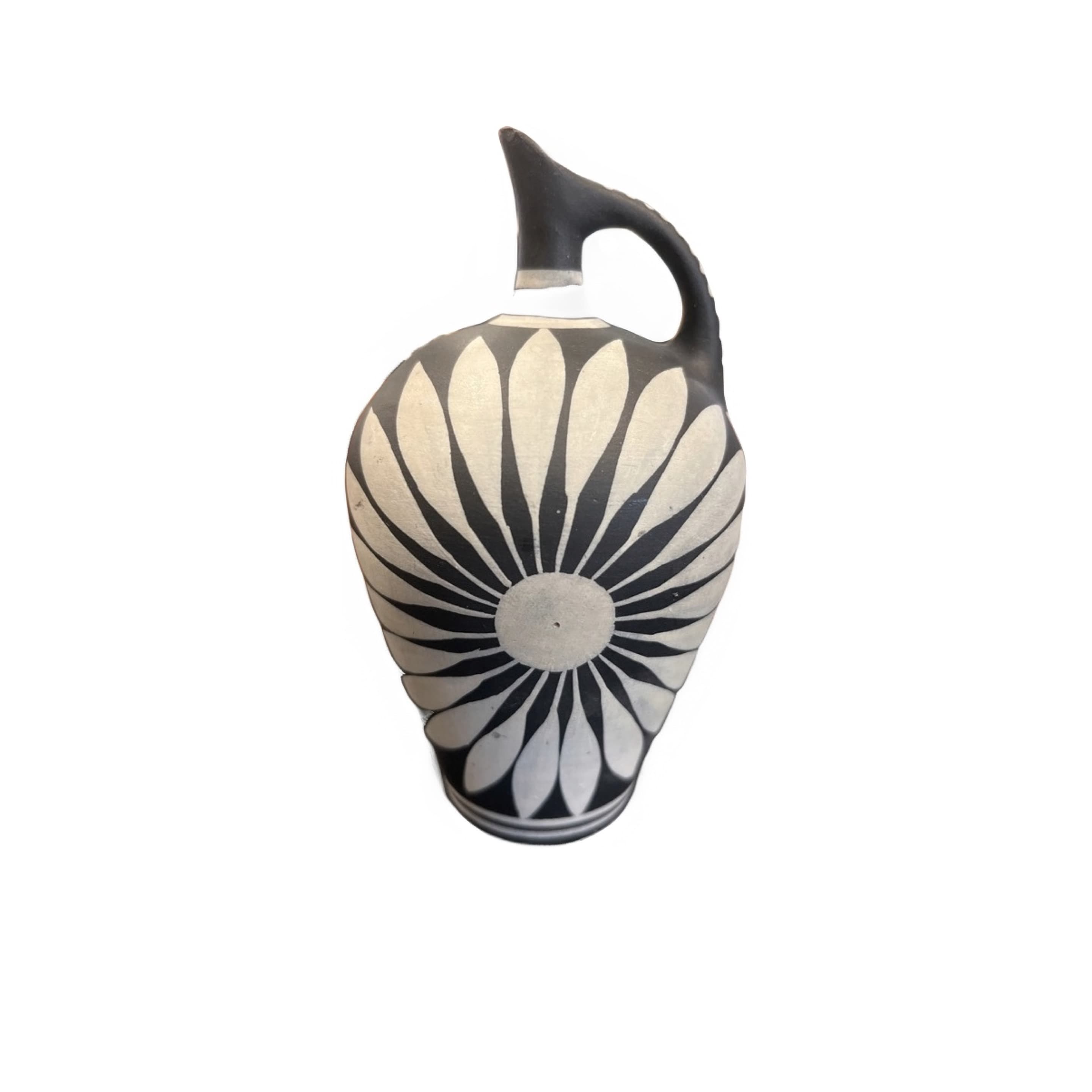 Minoan Kamares Ware Prochous Jug Replica Black White Cretan Pottery 5” - Regular - Image 1