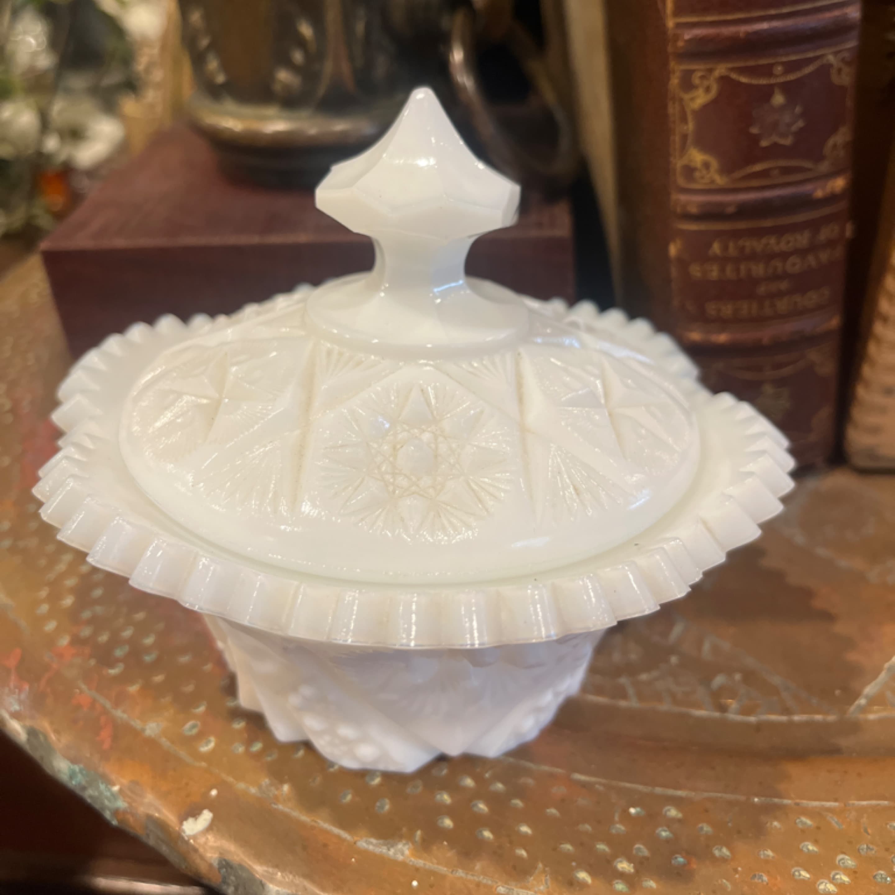 milk glass hobnail covered candy dish - Regular - Image 1