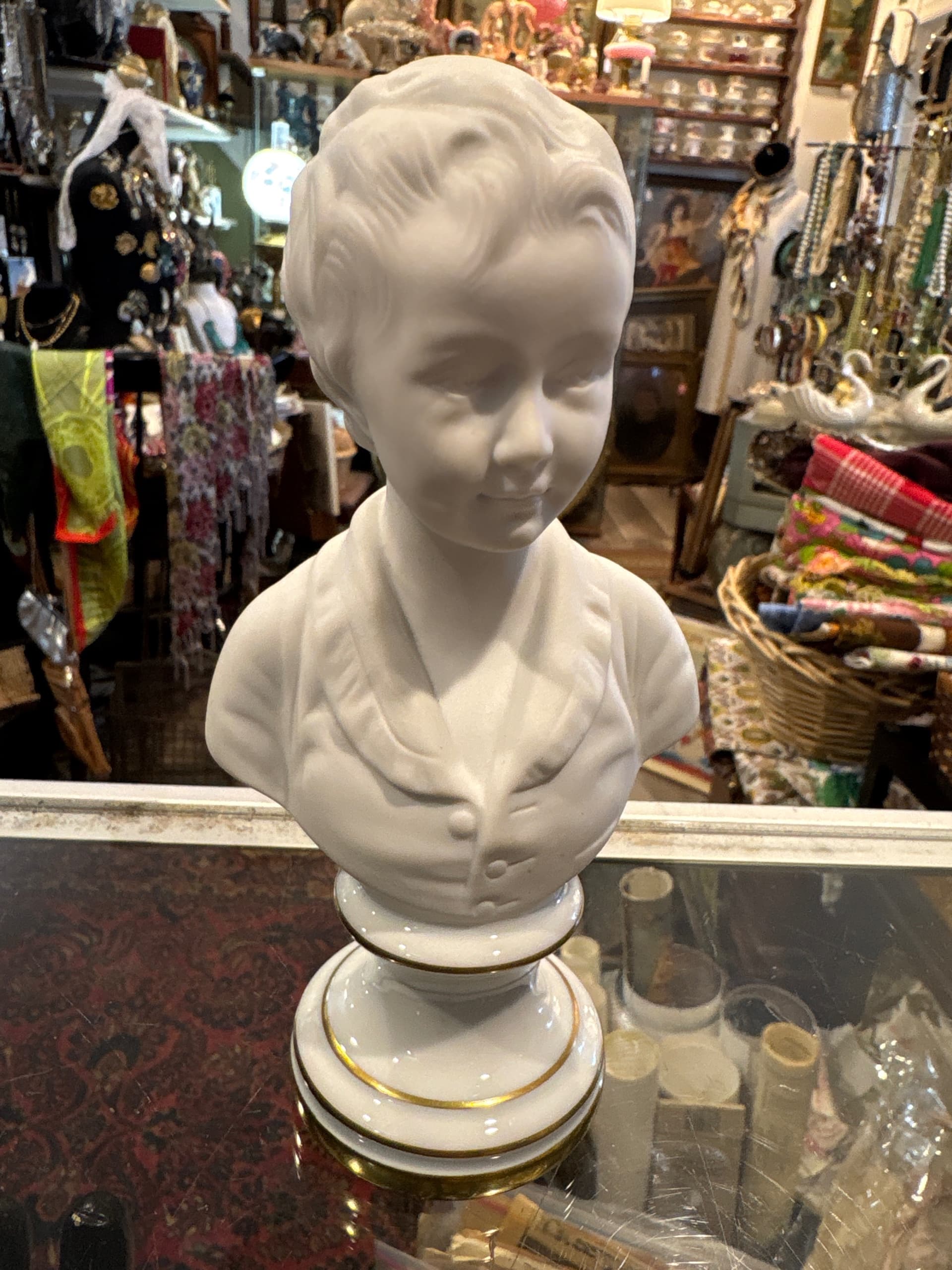 Limoges France Bisque Porcelain Child Bust Gilt Base (1243) - Regular - Image 1