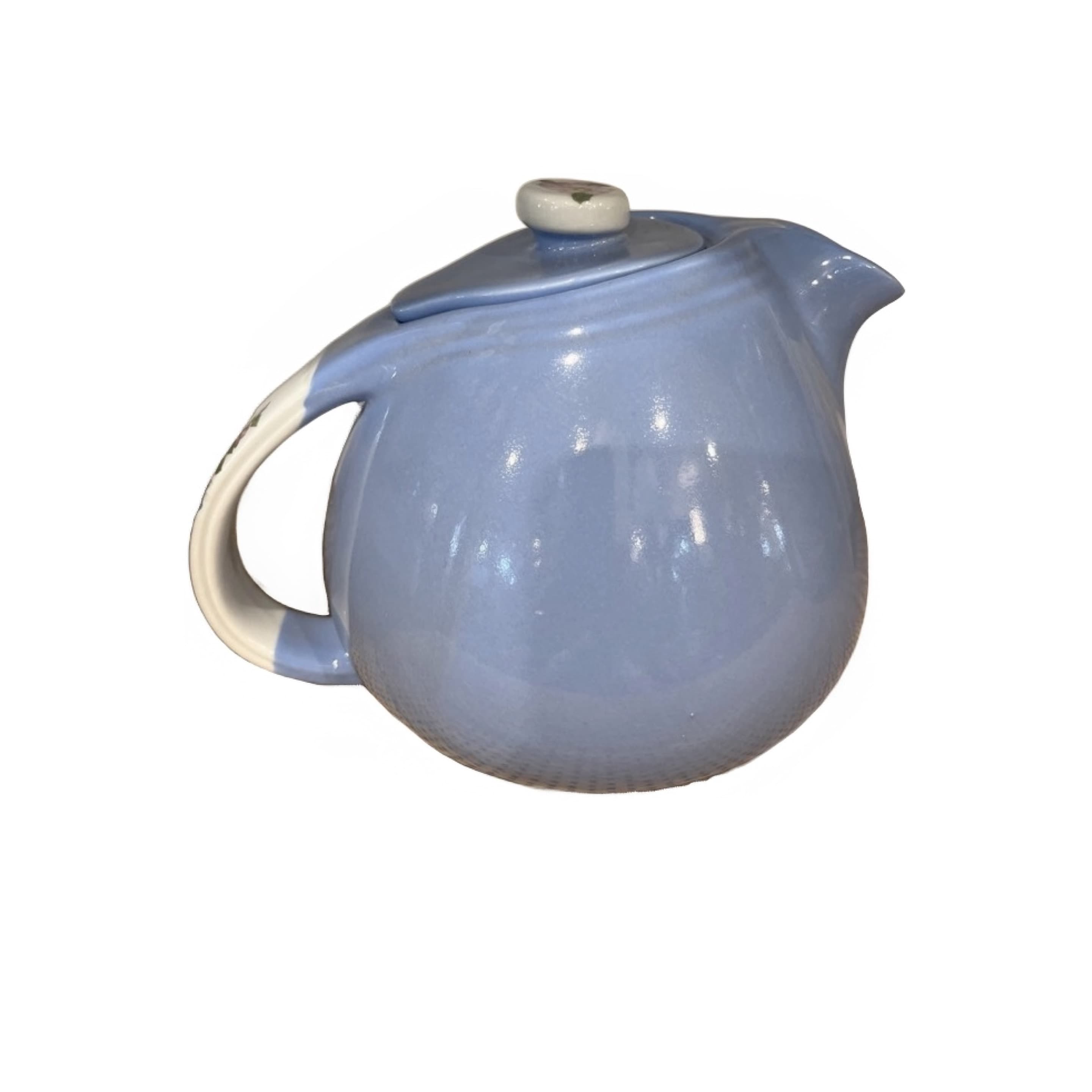 Hall China Rose Parade Teapot Periwinkle Blue White Handle Shape 1259 Vintage USA 5” - Regular - Image 1