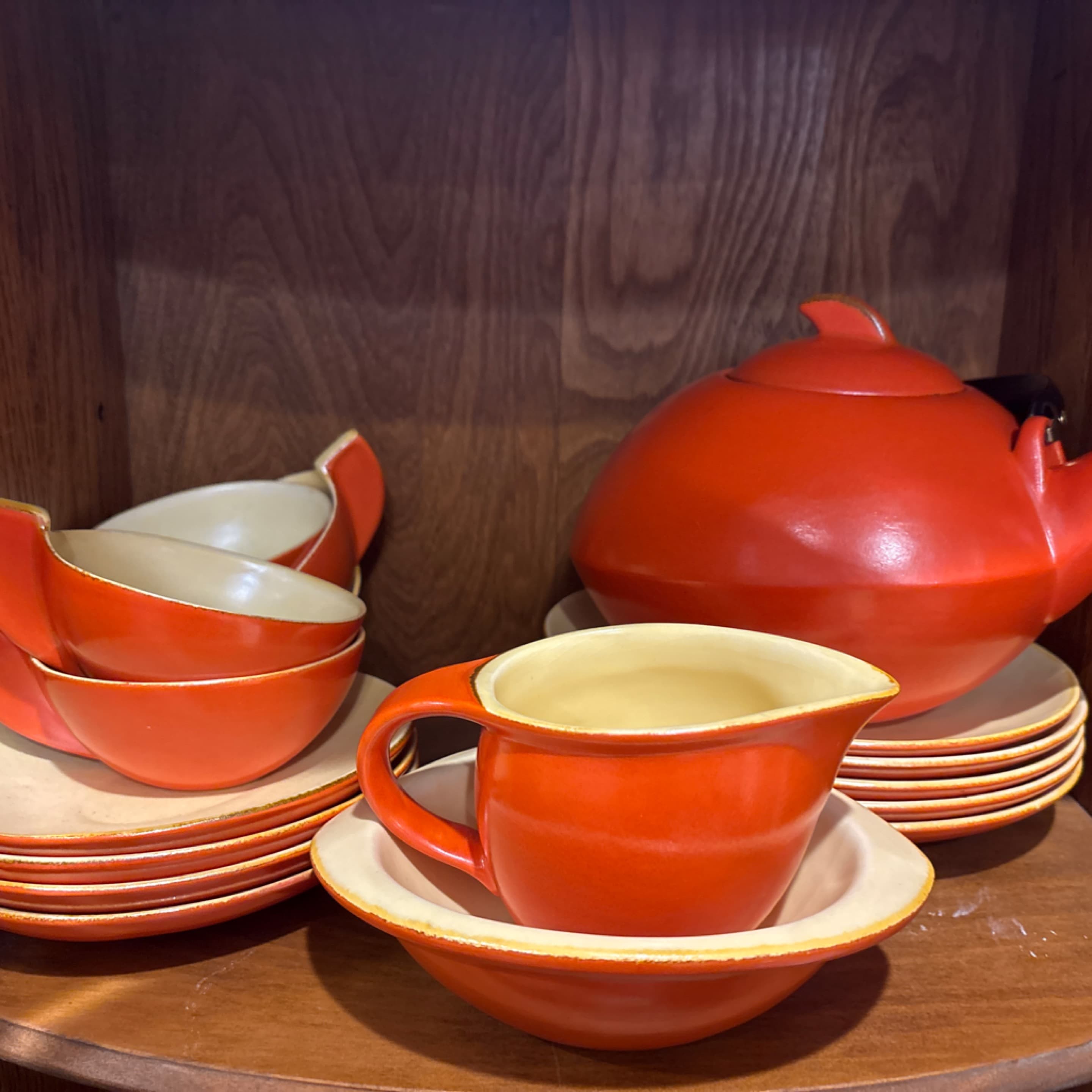 Villeroy & Boch Art Deco Orange Stoneware Tea Service 1930s (941) - Regular - Image 1