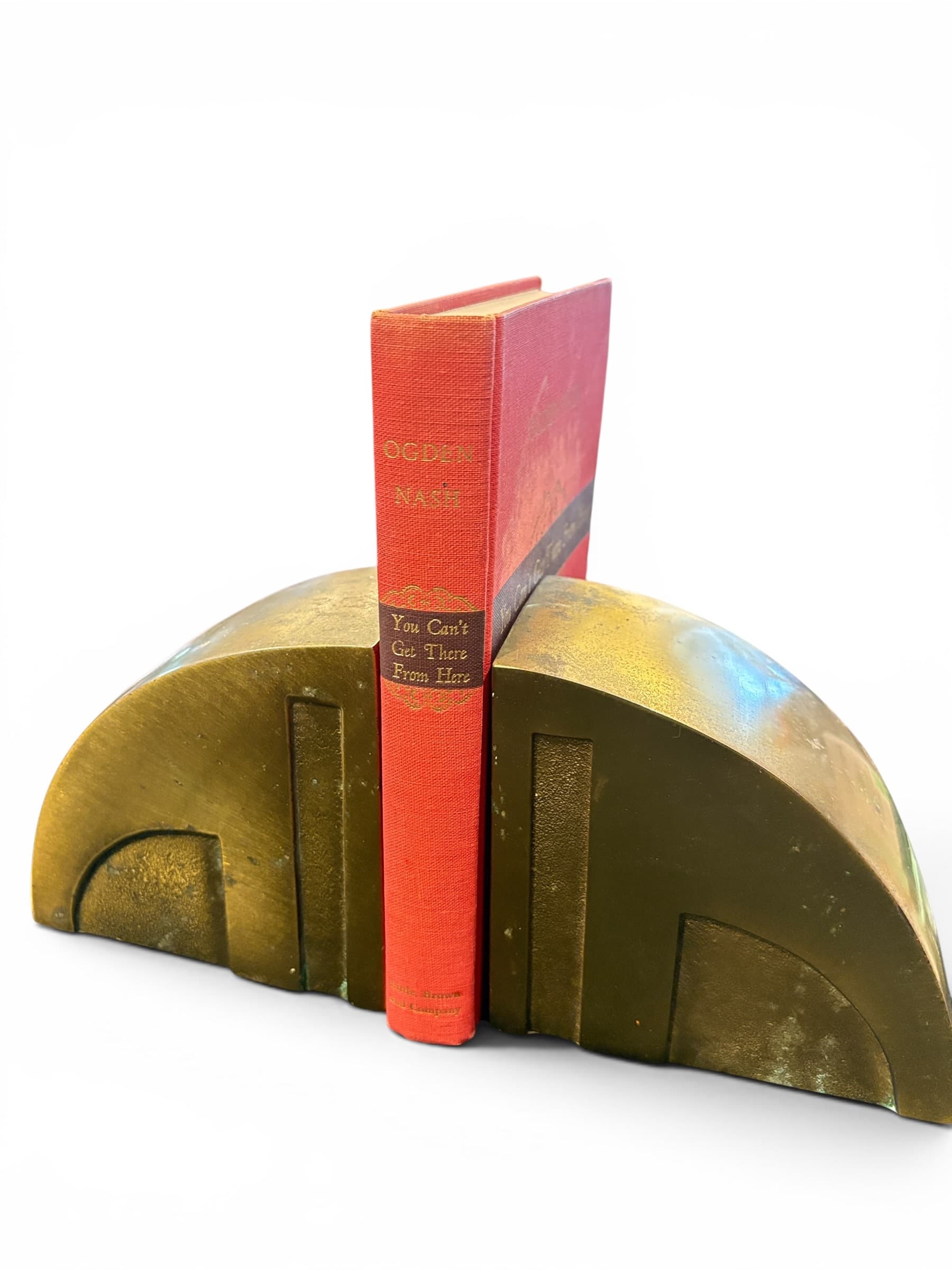 Brass Art Deco Bookends Arch Relief Geometric Pair, 1930s (941) - Regular - Image 1