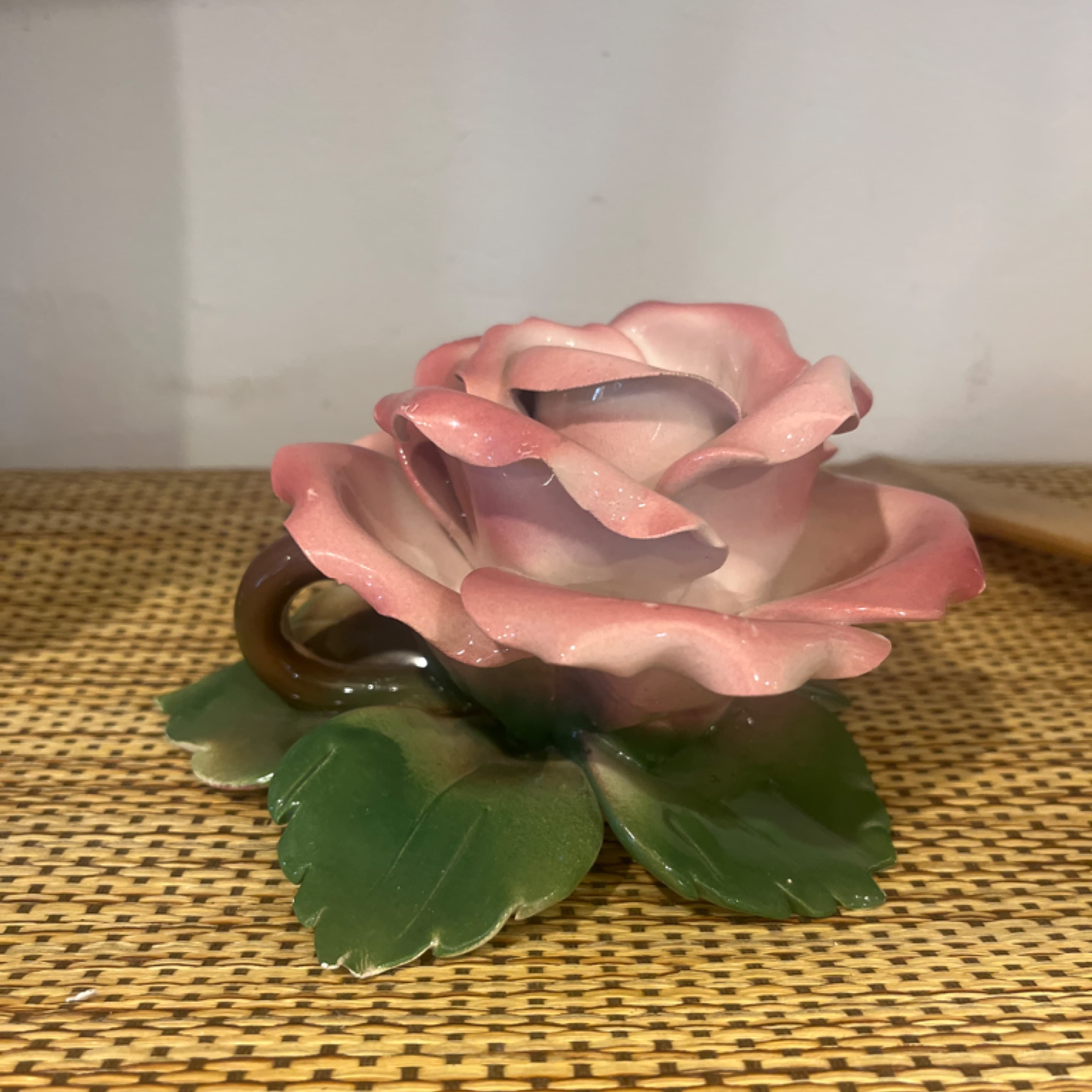 Italian Porcelain Candle Holder Rose Figurine (941) - Regular - Image 1