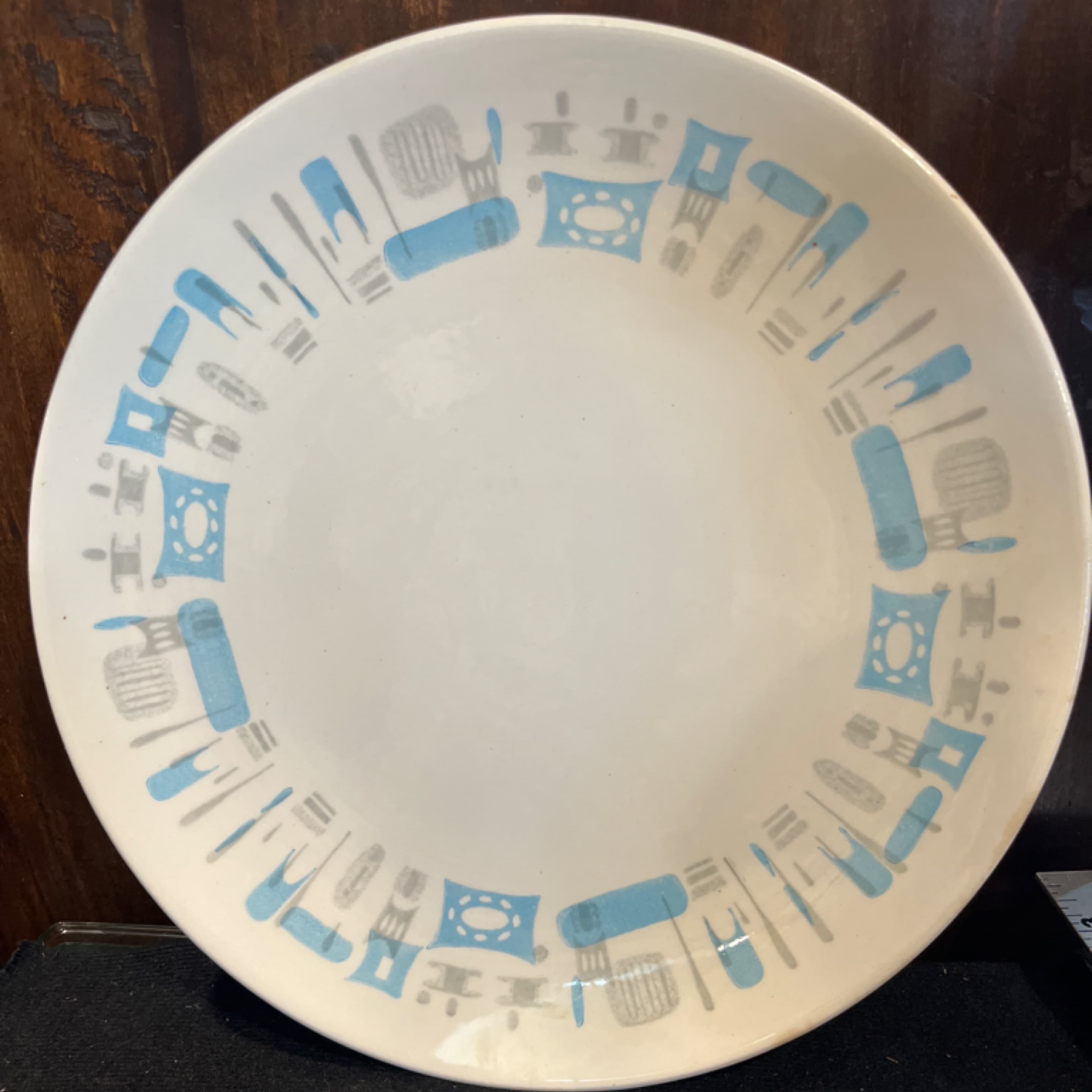 Royal China Blue Heaven Dinner Plate 10” Royal Ironstone Sebring Ohio Mid-Century Atomic Pattern - Regular