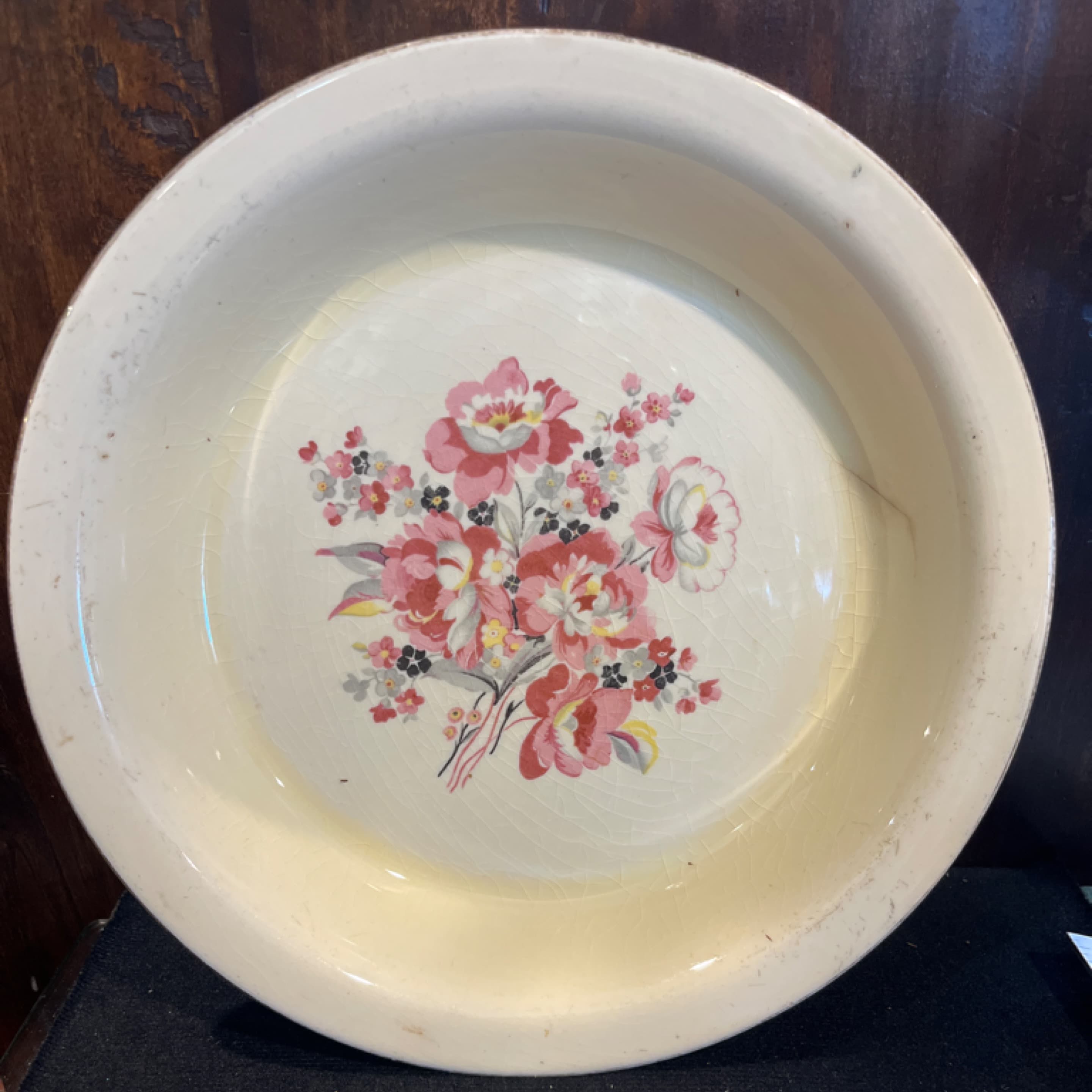 Crooksville Pantry Bak-In Ware 10” Pie Plate Floral Bouquet Pattern #938 Vintage Ohio Pottery - Regular