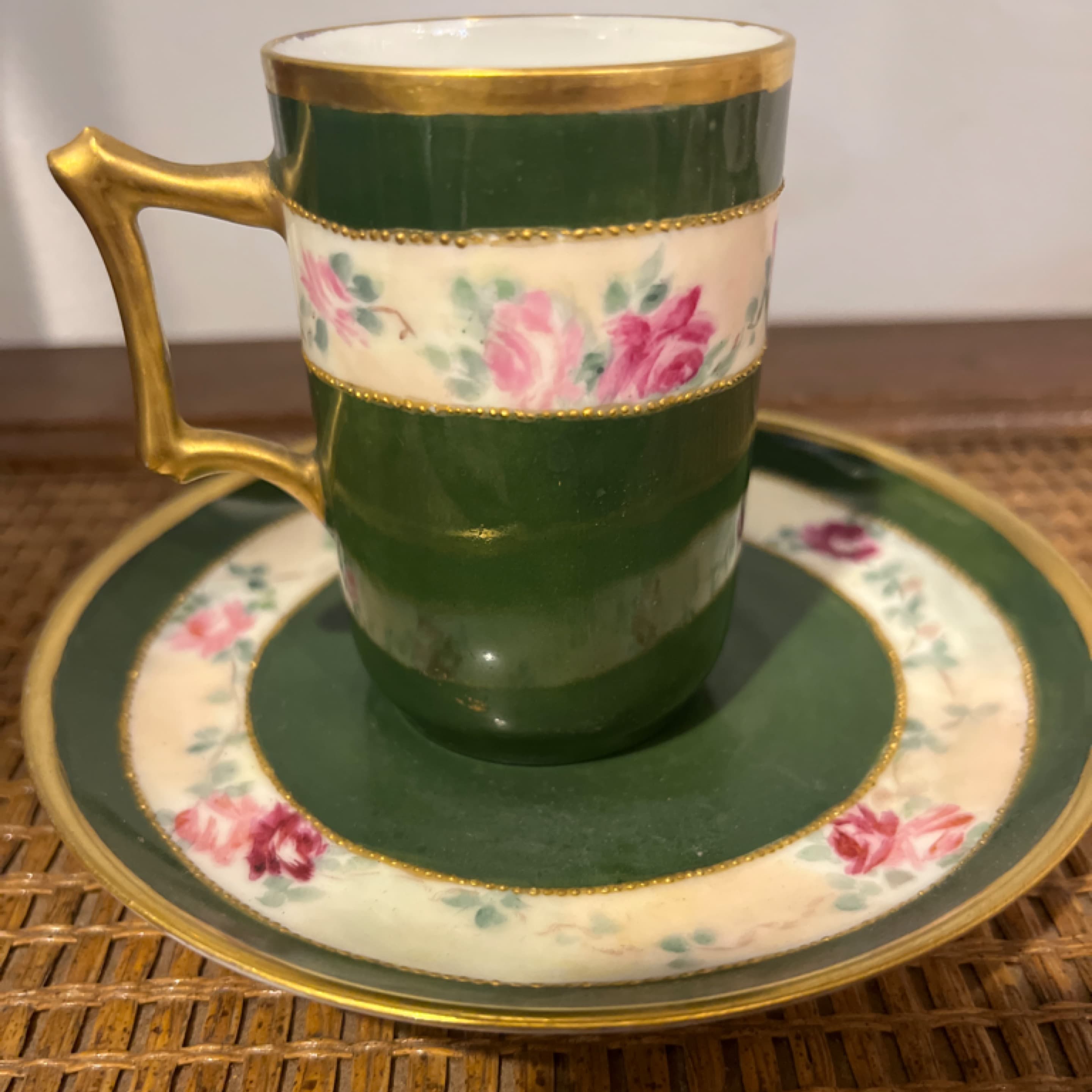 Limoges Antique Porcelain Demitasse Cup & Saucer - Regular