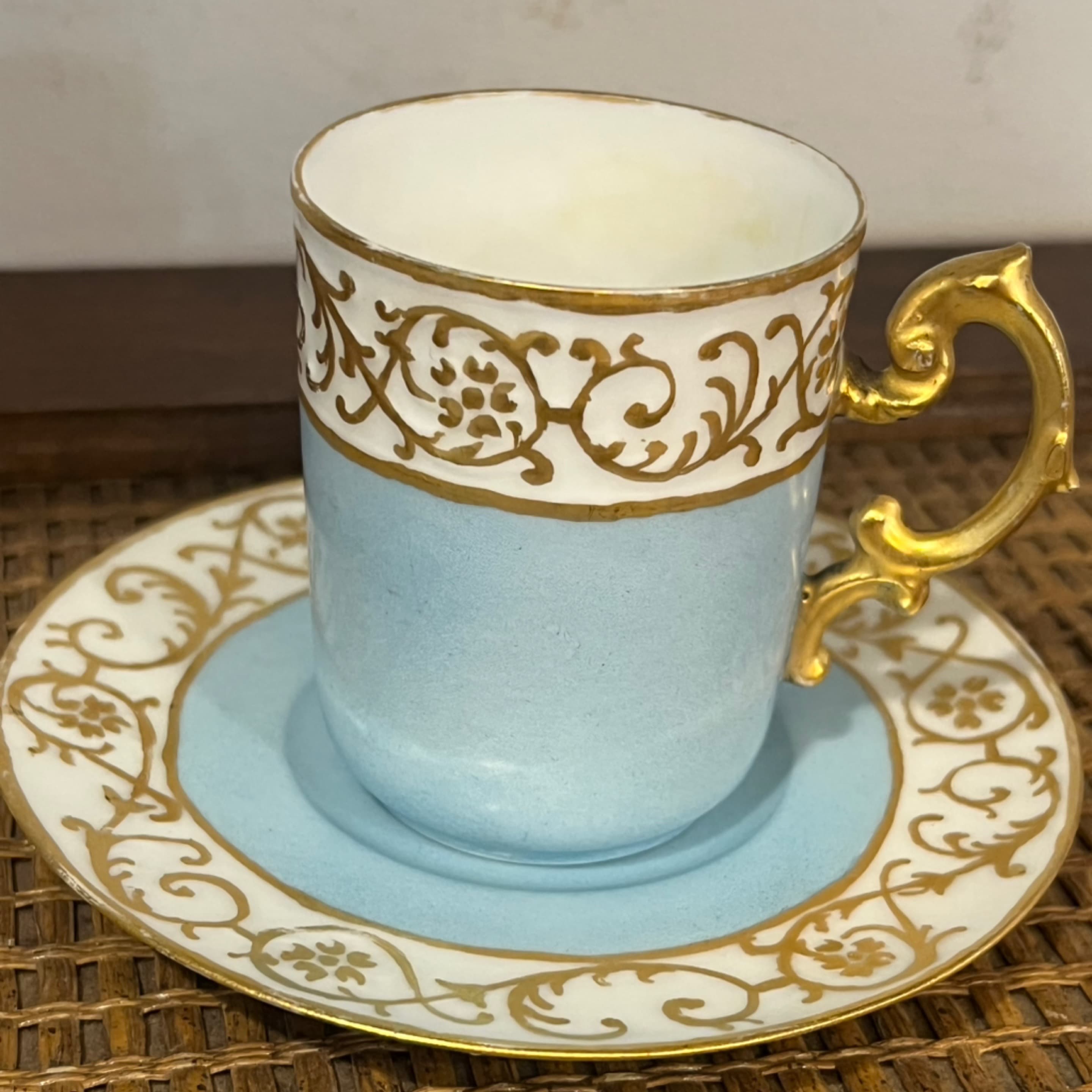 Blue and Gold Gilded Teacup and Saucer - Regular