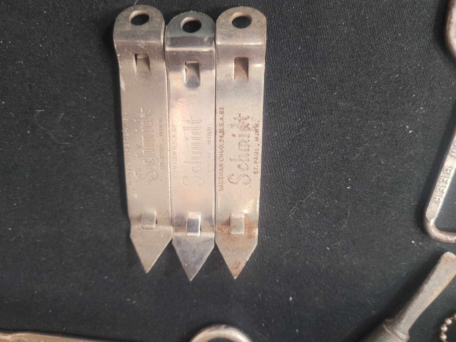 Vintage Schmidt Beer Bottle Opener Lot – St. Paul MN Advertising Openers – Flat