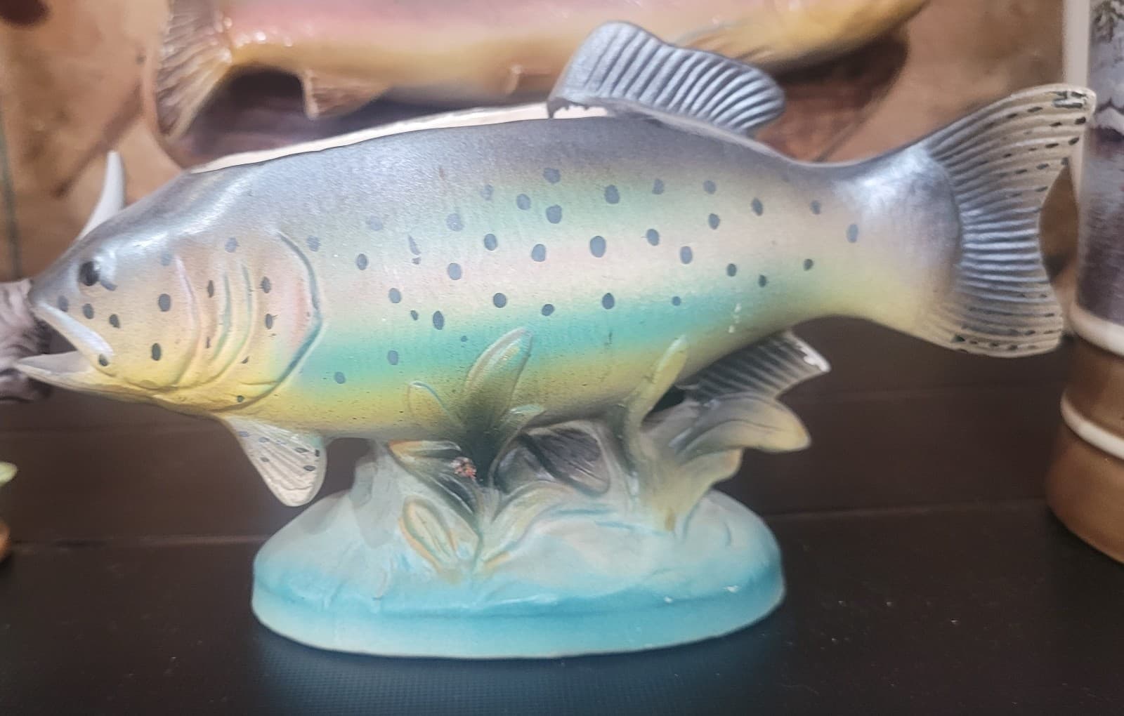 Vintage Fish Decanter Figurine – Trout/Salmon Ceramic Whiskey Bottle – Cabin Fis