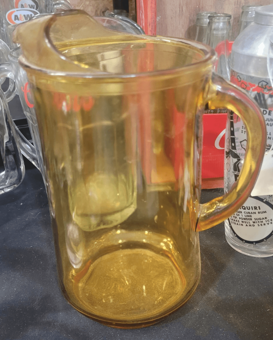 Vintage Amber Glass Pitcher Mid Century Barware Serving Pitcher Retro Kitchen Dé