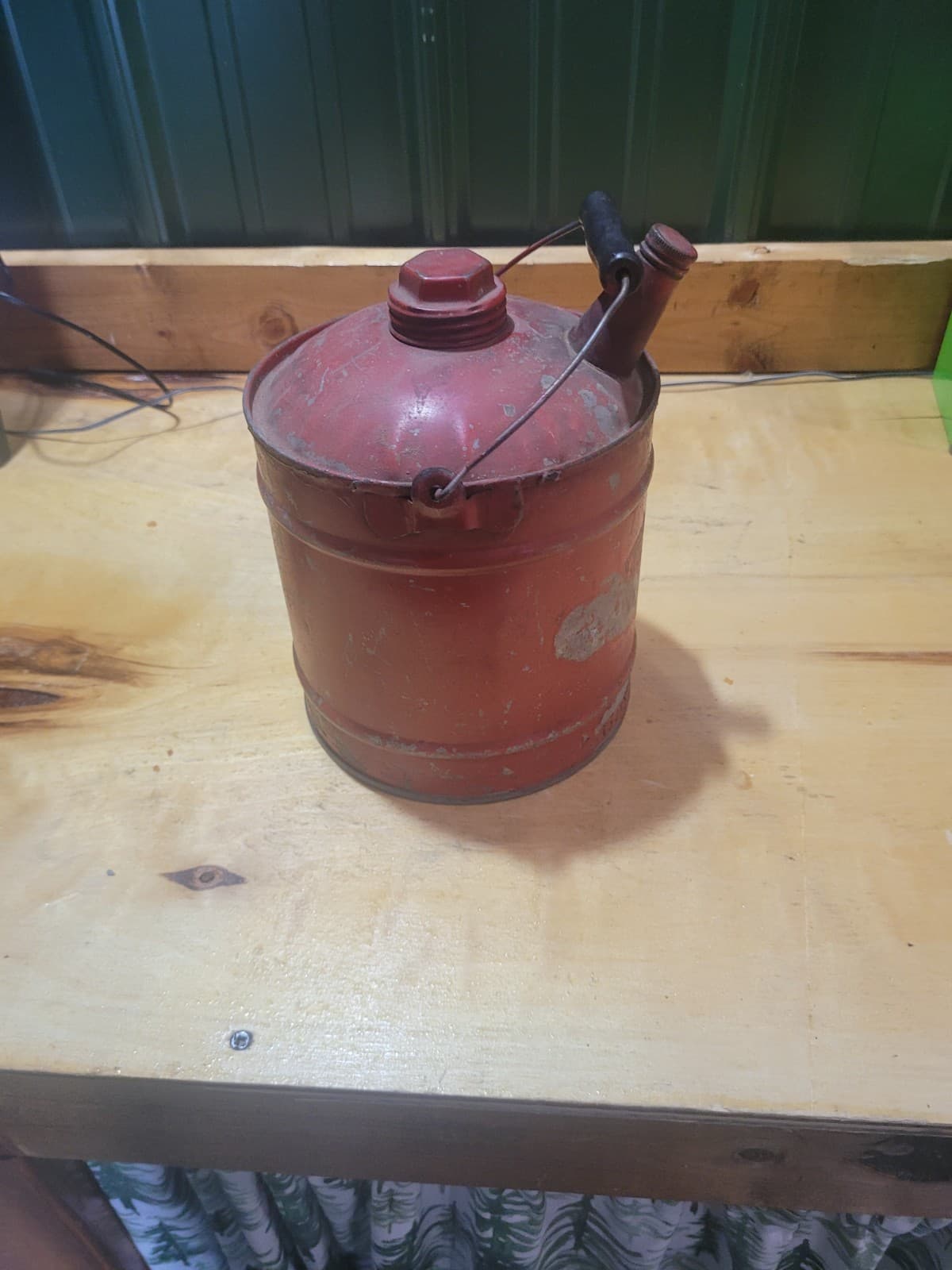 Vintage Red Metal Safety Gas Can – Industrial Garage Collectible
