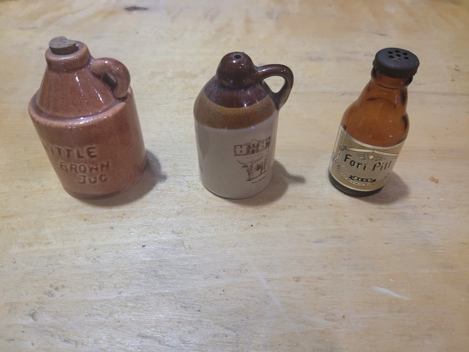 Vintage Miniature Bottle Collection – Little Brown Jug, Texas Stoneware Jug & Fo