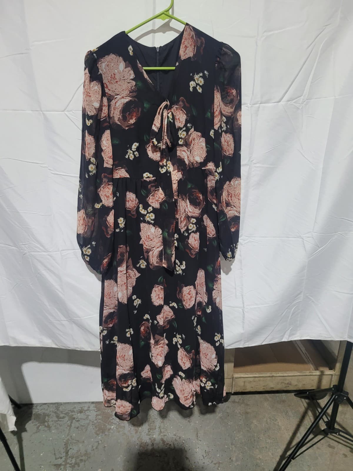 SIZE LARGE Black Flower Dress