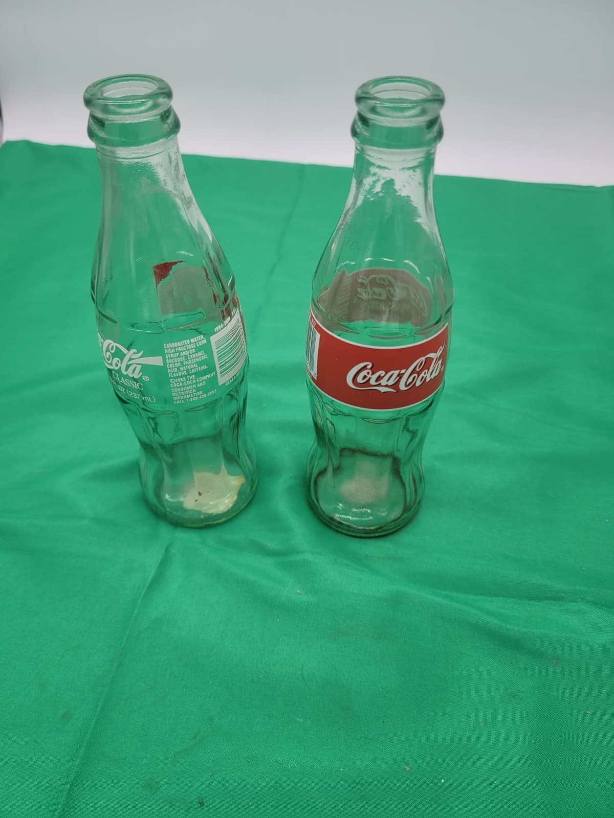 Vintage Coca-Cola Glass Bottles Lot of 2 1994 Holiday Commemorative Coke Classic