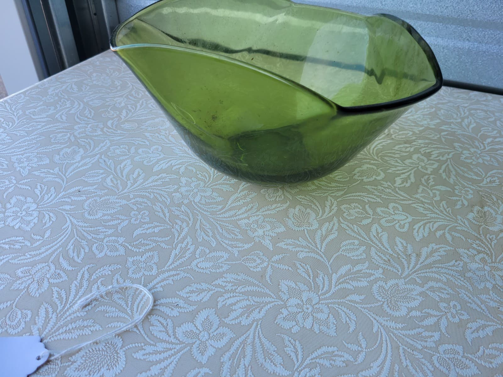 Vintage Olive Green Art Glass Centerpiece Bowl – Mid-Century Modern