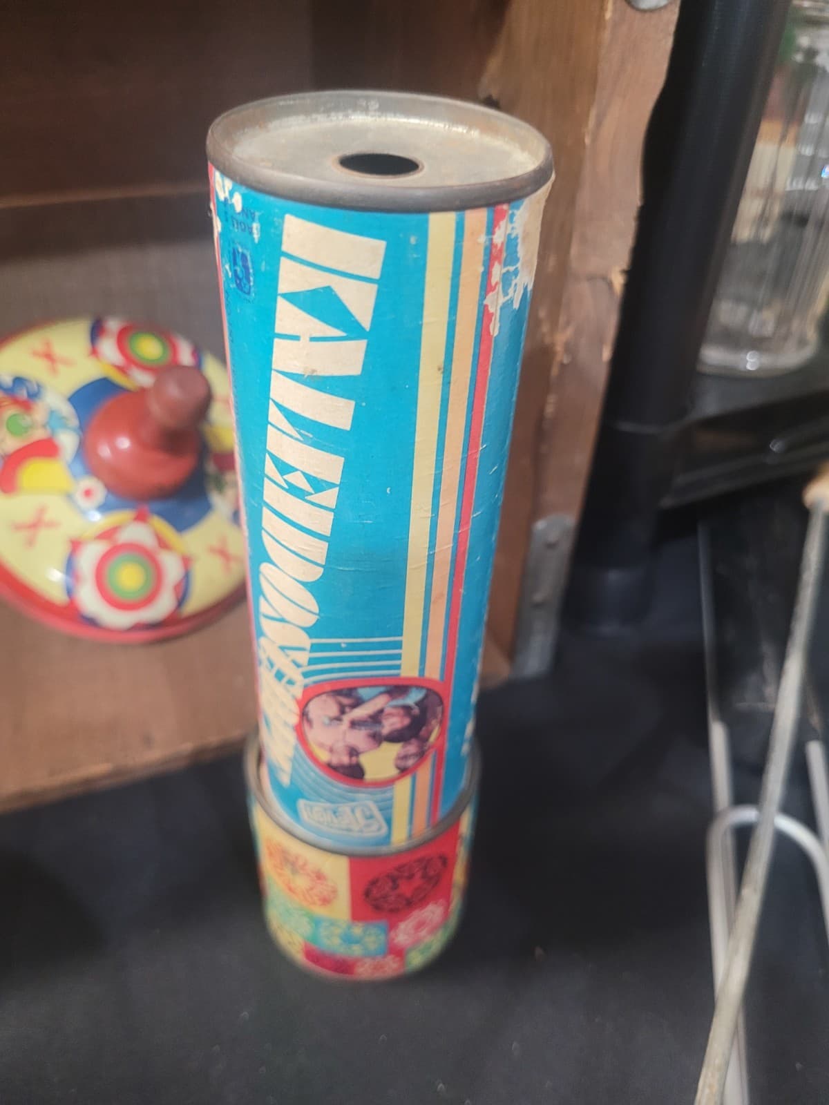 Vintage Steven Kaleidoscope Tin Toy Color Changing Tube Retro 1970s Toy