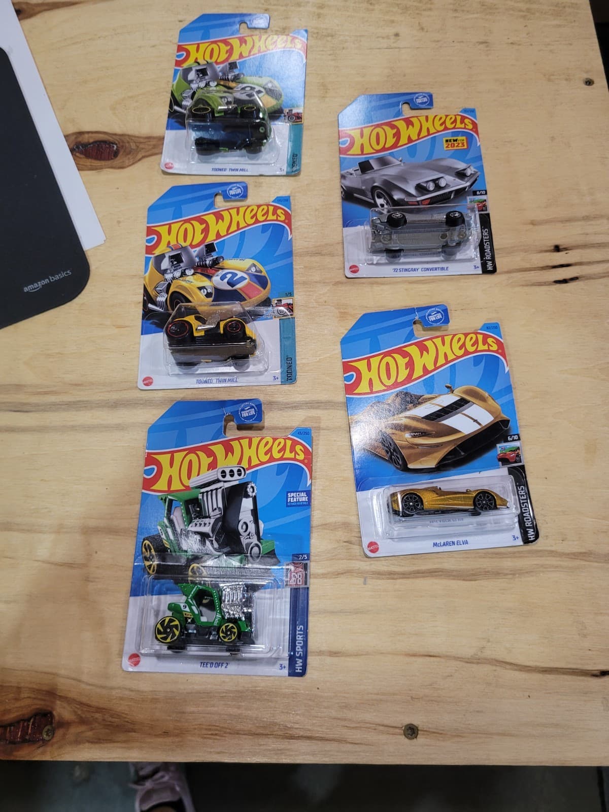 Hot Wheels Lot – Twin Mill, '72 Stingray Convertible, McLaren Elva & More (6 Sea