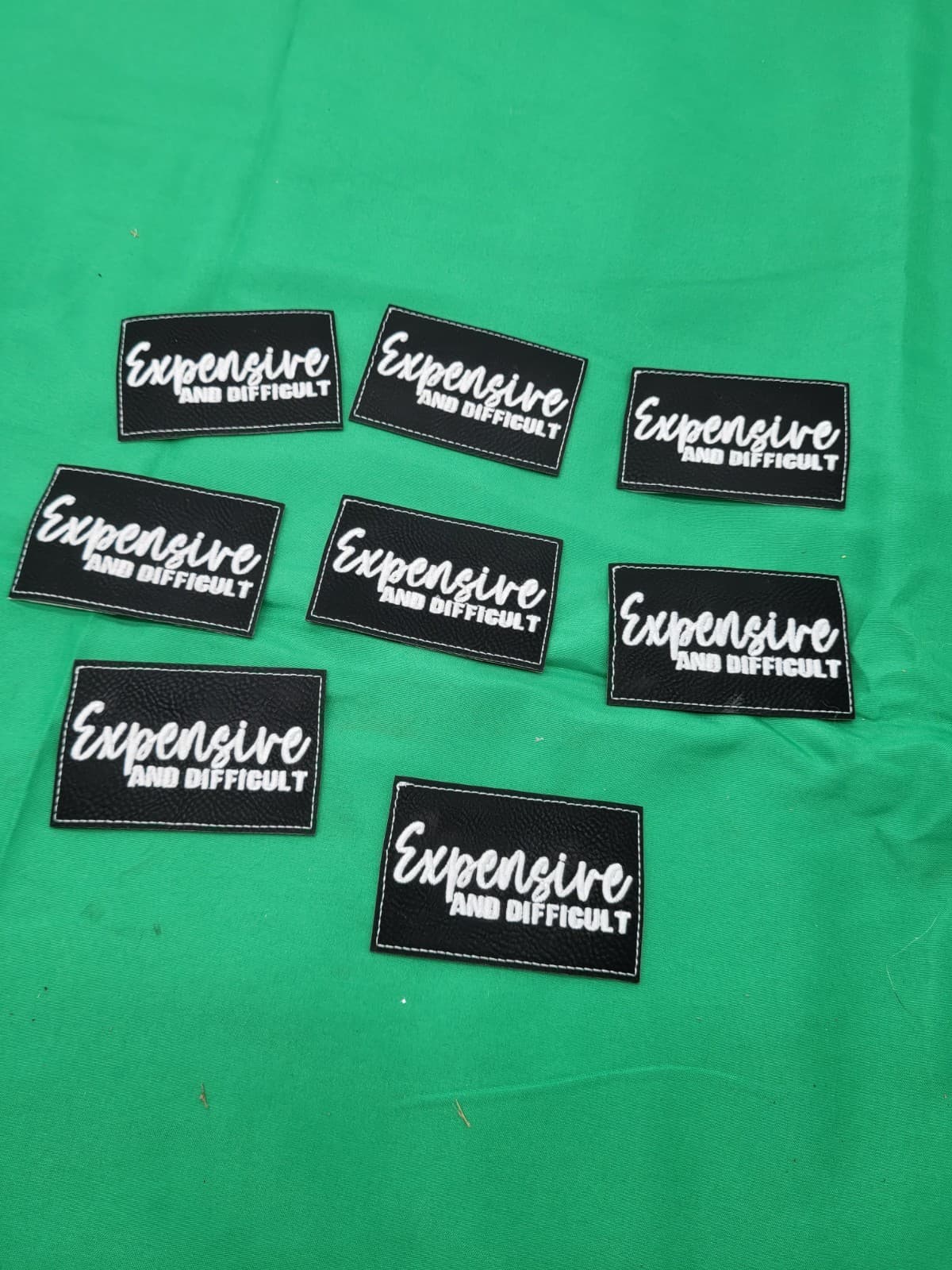 Lot of 7 “Expensive and Difficult” Iron-On Embroidered Patches Black White