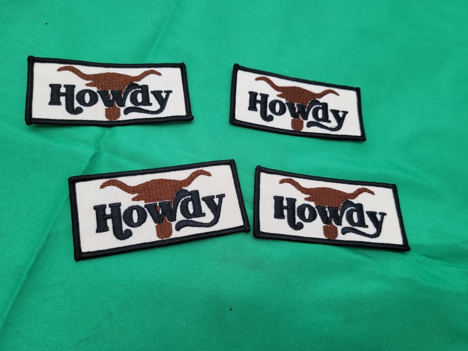 Lot of 4 “Howdy” Embroidered Western Cowgirl Iron-On Patches Longhorn Design