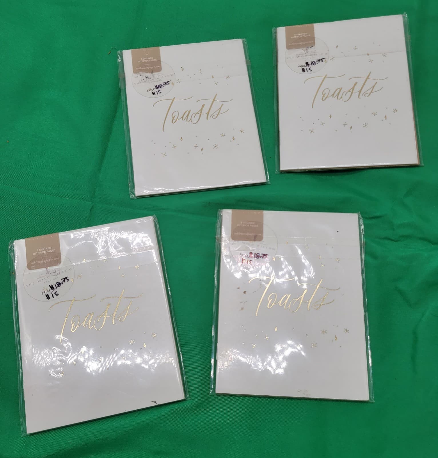 Set of 4 “Toast” Decorative Coffee Table Books White & Gold Faux Books New