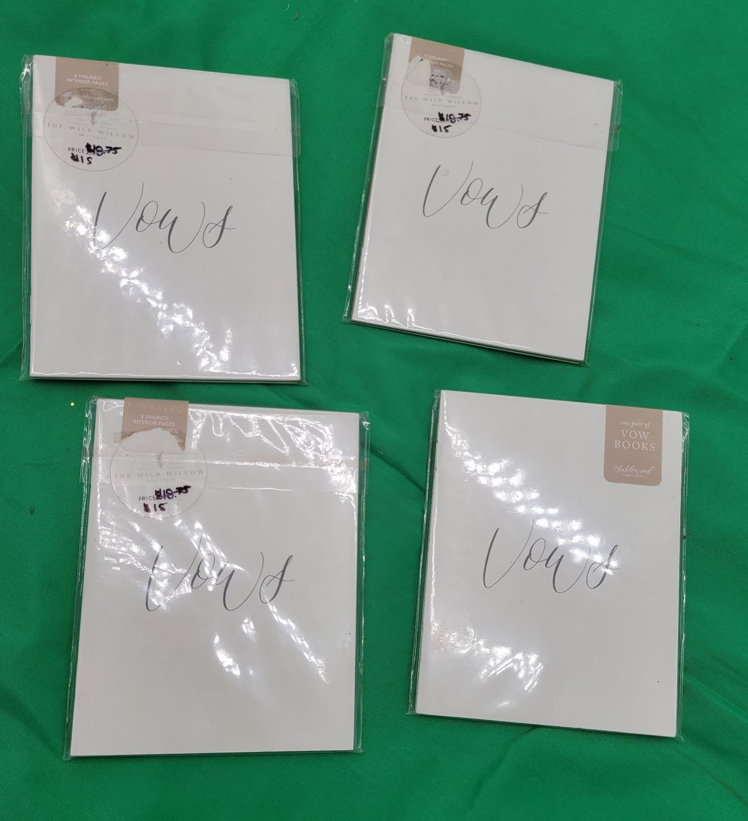 Set of 4 “Vows” White Decorative Coffee Table Books Faux Display Books New