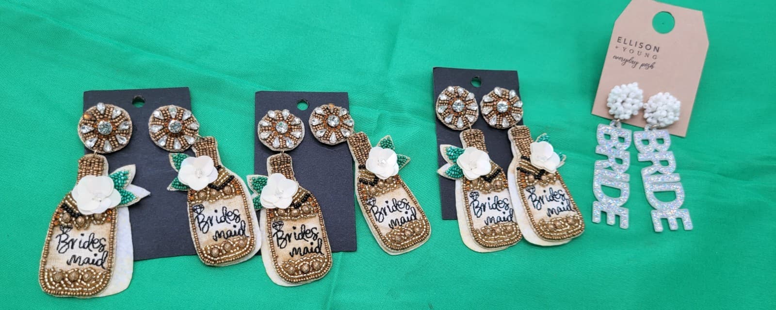 Western Rodeo Boot & “Bride” Statement Earrings Lot – Beaded Cowgirl Jewelry 4 P