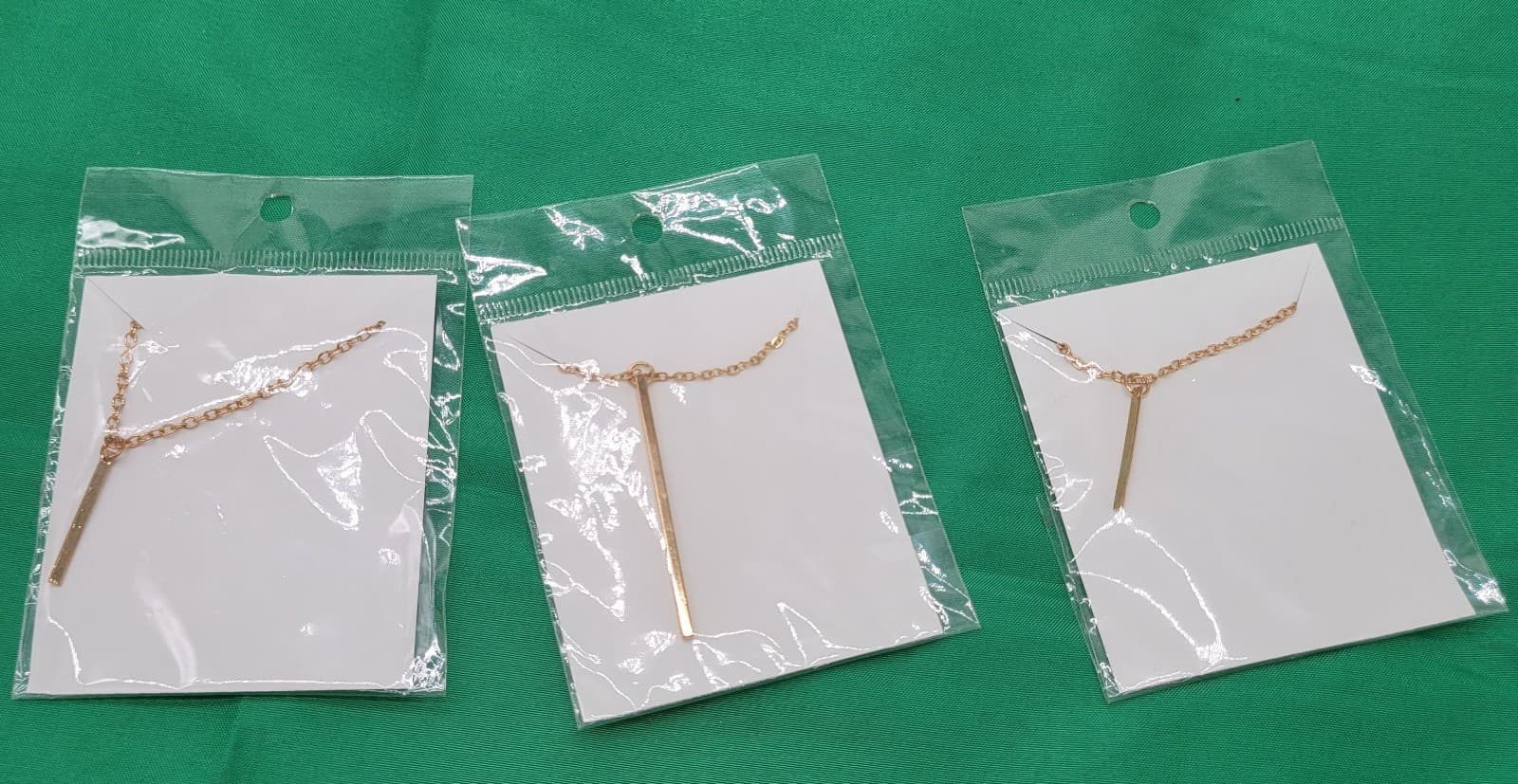 Minimalist Gold Tone Bar Pendant Necklace Lot – Layering Jewelry 3 Pieces New