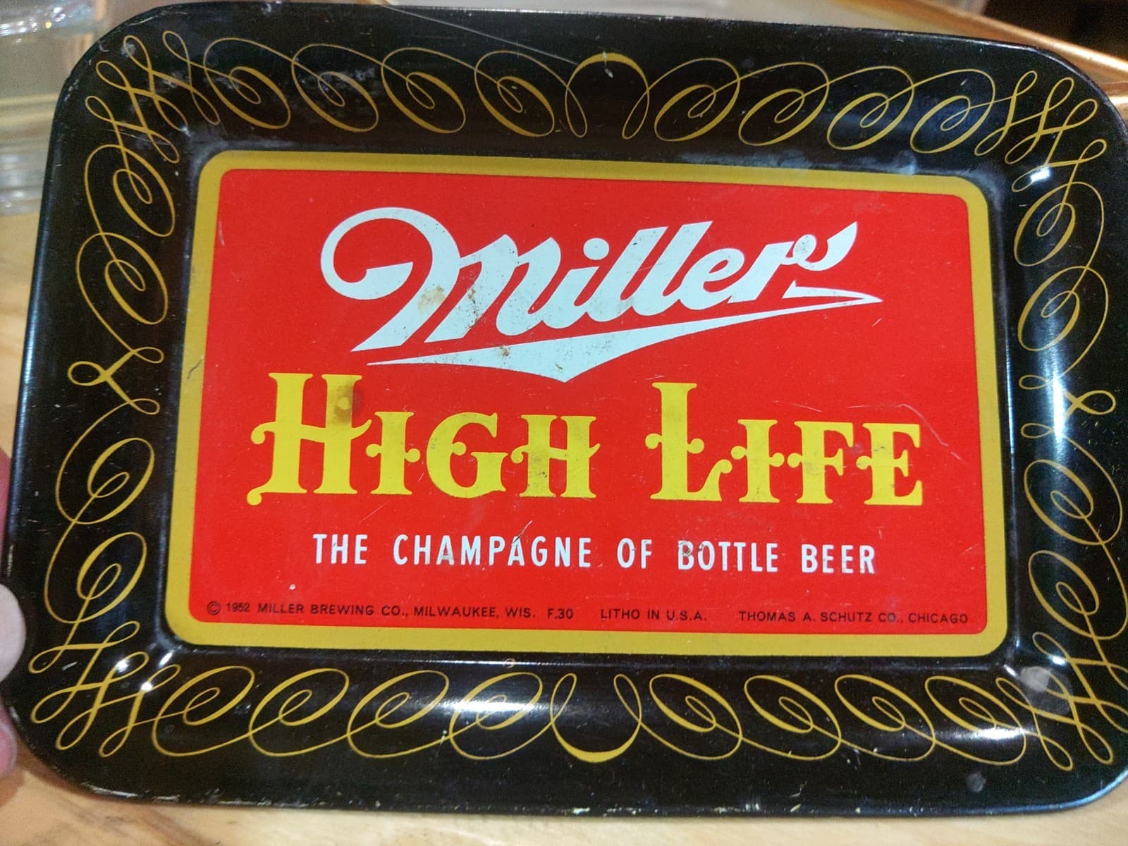 1952 Lithographed Tin Beer Tip Tray -Miller Life