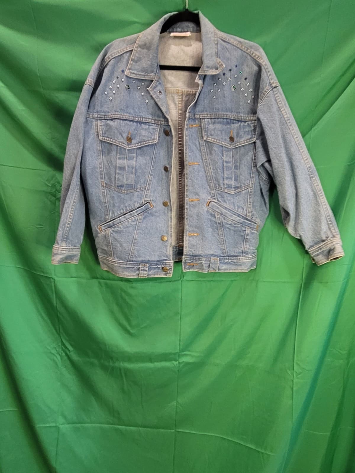 Vintage Palmetto's Light Wash Denim Jacket with Rhinestone