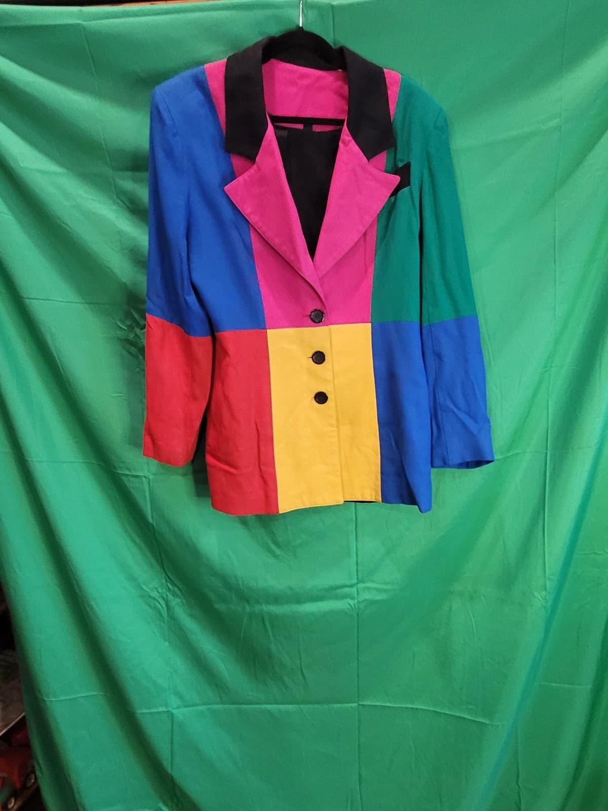 Vintage Color Block Blazer Jacket – Women's Retro 80s