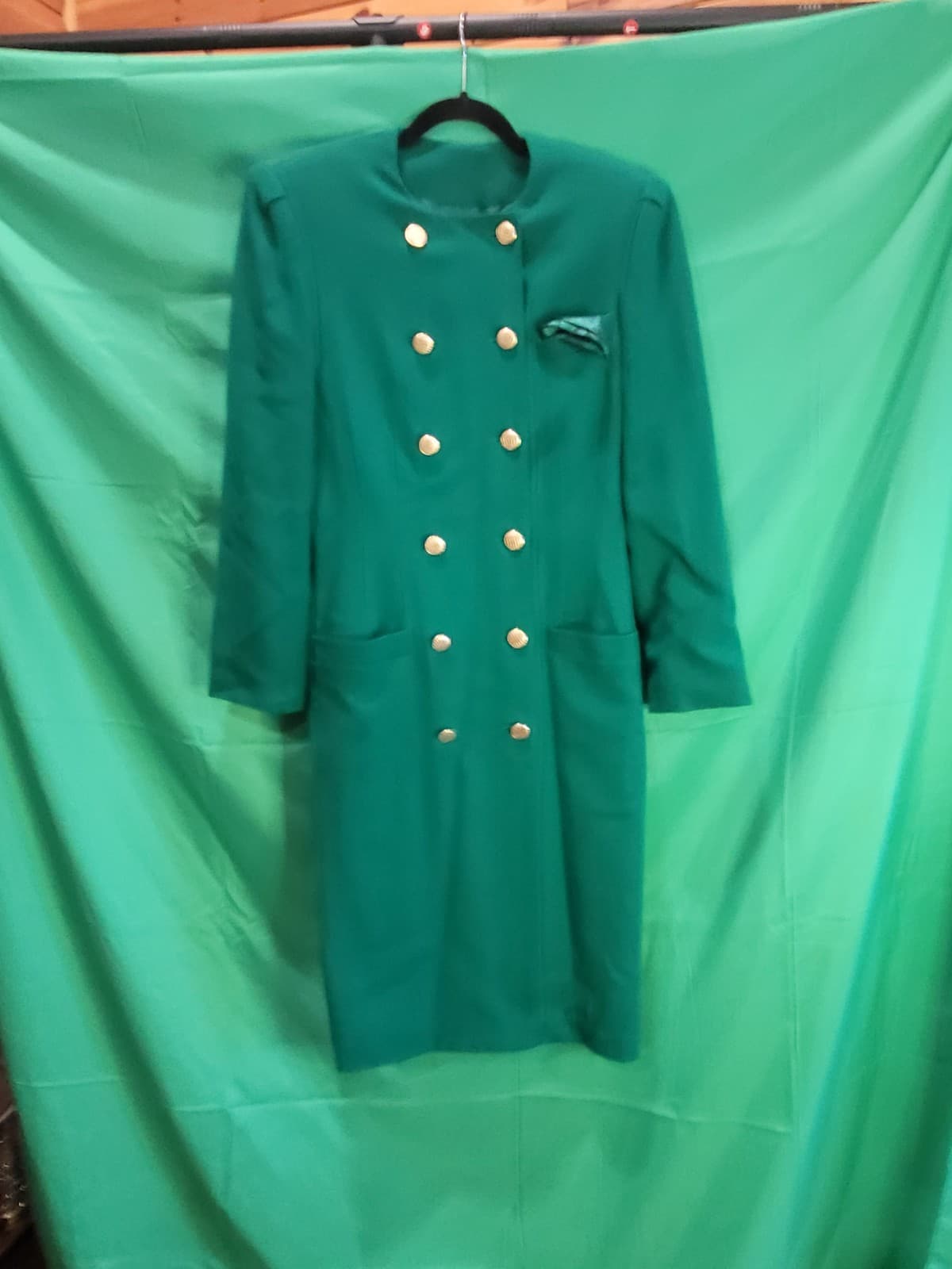 : Vintage Rasper for A.S.L. Emerald Green Double-Breasted Dress