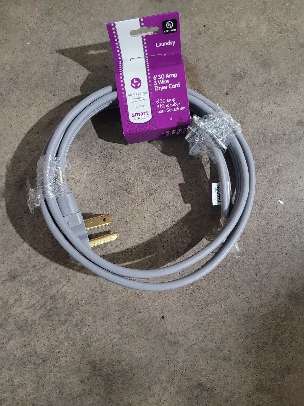 New 6 ft 30 Amp 3-Wire Dryer Power Cord (125V/250V)