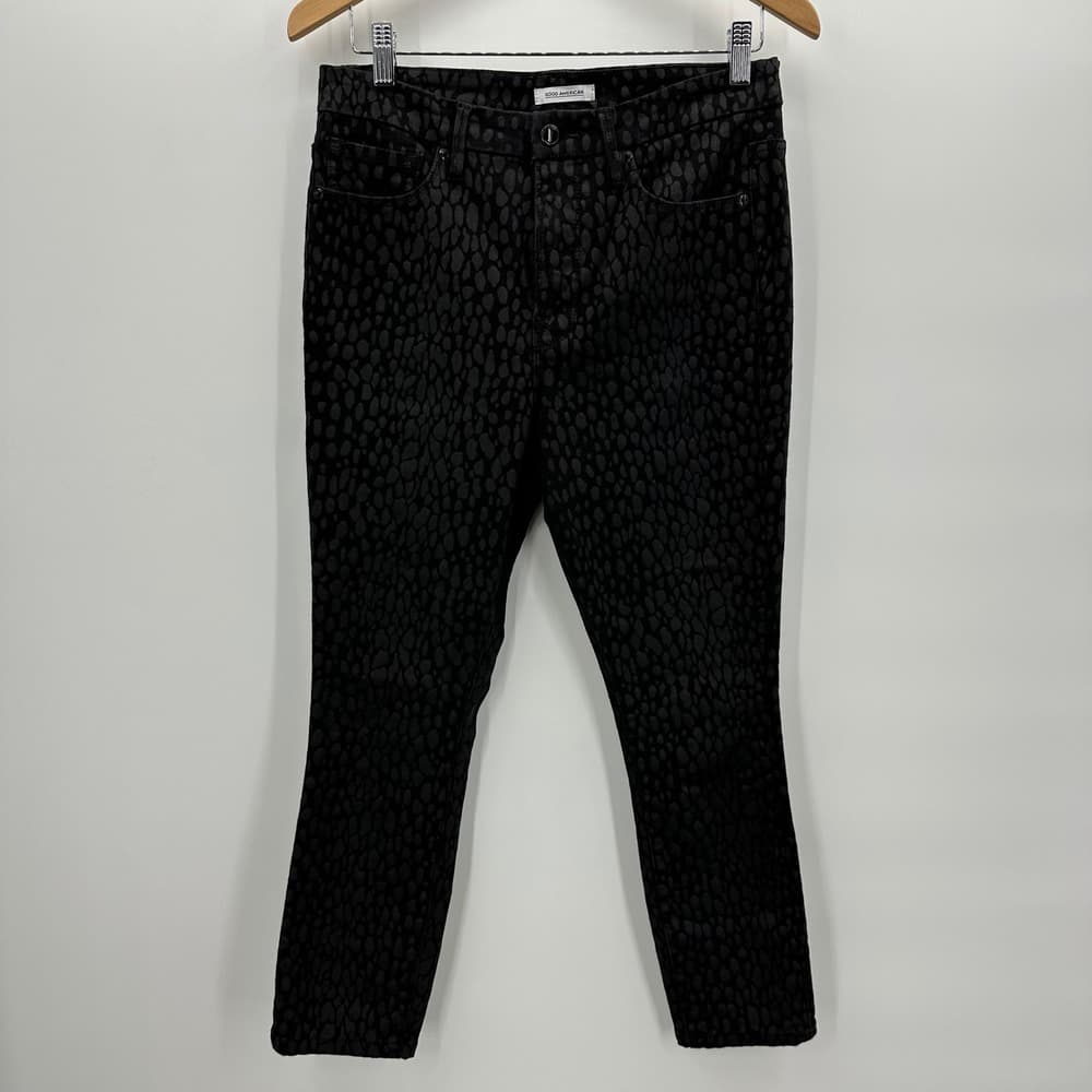 Good American Good Legs Crop Sz 10/30 Pattern Denim