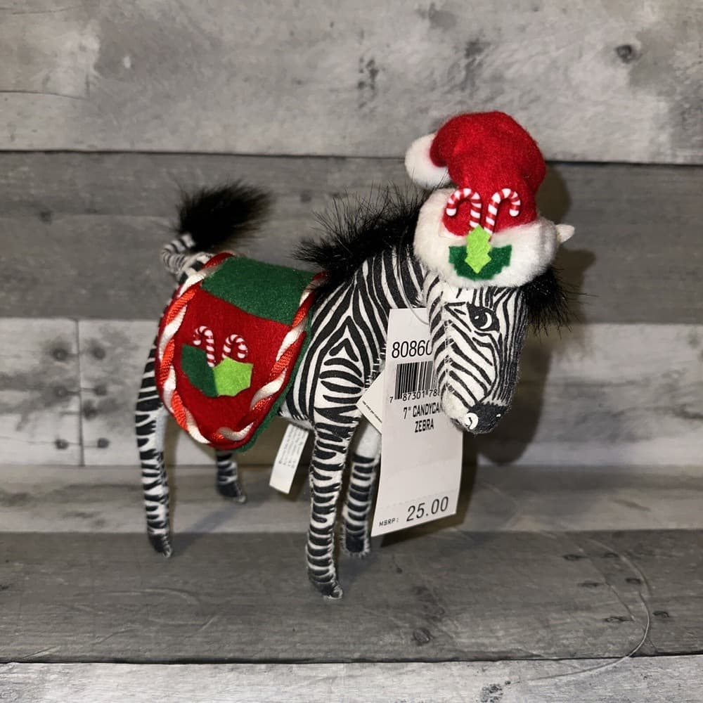 Annalee 7" Zebra Candycane Candy Cane Zoo Animal 808607 Christmas 2007