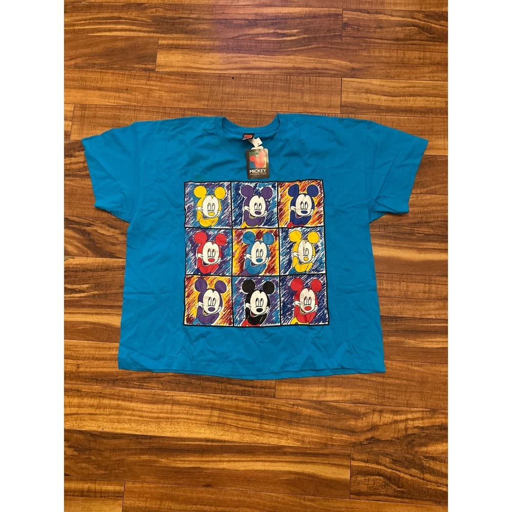 Vintage Mickey Unlimited Pop Art T-Shirt Blue Disney Mickey Mouse 3X NWT