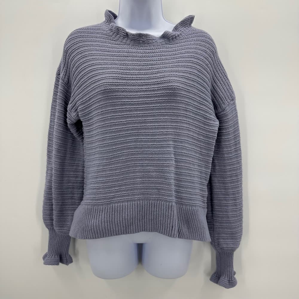 Madewell Knit Ruffle Sweater Purple Sz Medium