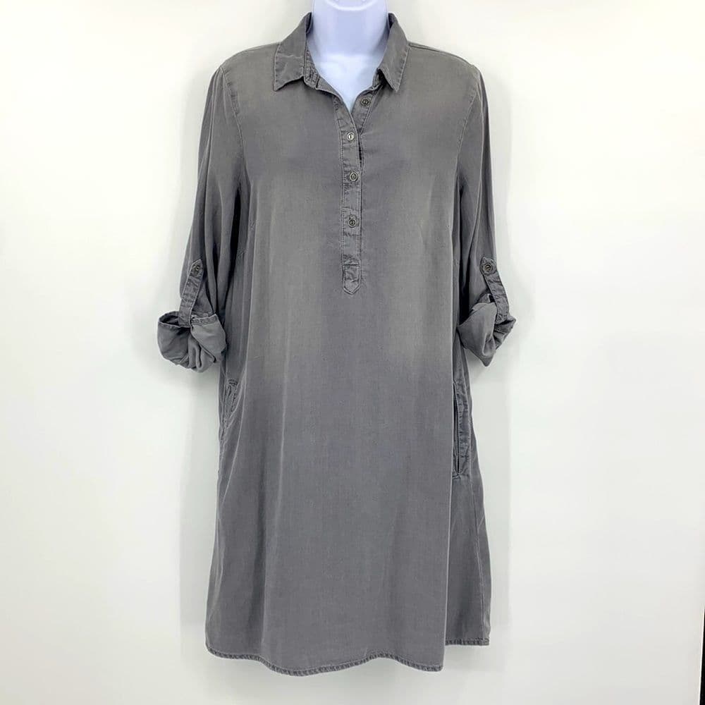 BeachLunchLounge Gray Chambray Shirt Dress NWT Sz S