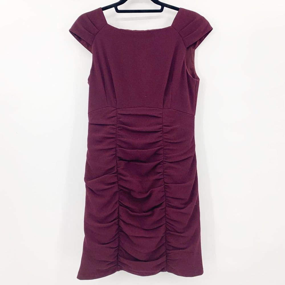 Nanette Lepore Burgundy Ruched Dress. Sz 10