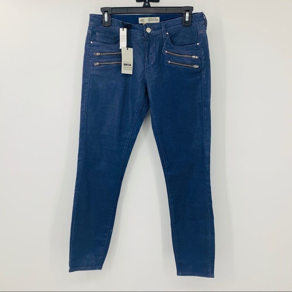 TopShop Moto Low Rise Leigh Waxed Denim Sz 28