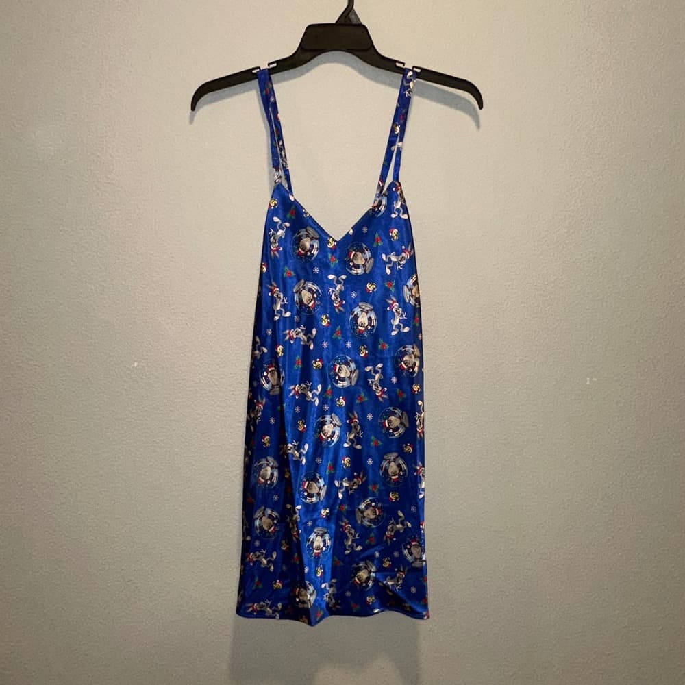 Looney Tunes Classic Collection Blue Holiday Sleep Dress Women's Size L