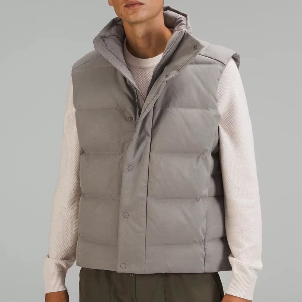 Lululemon Mens Wunder Puff Vest Tech Canvas NWT Sz L Mid Warmth in Gull Gray
