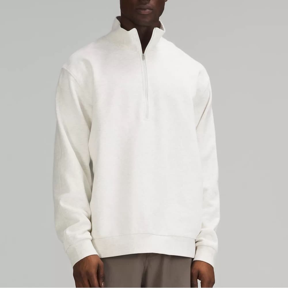 Lululemon French Terry Oversized Half Zip in Heather Bone Sz L