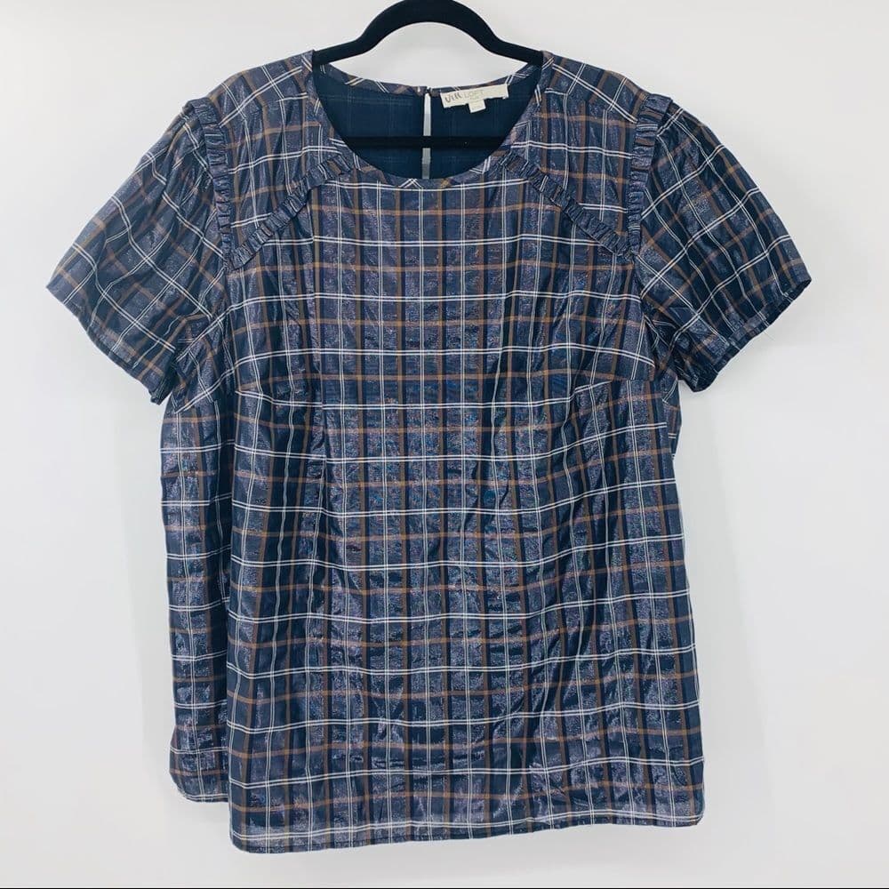 Loft Plus Metallic Plaid Top Sz 20