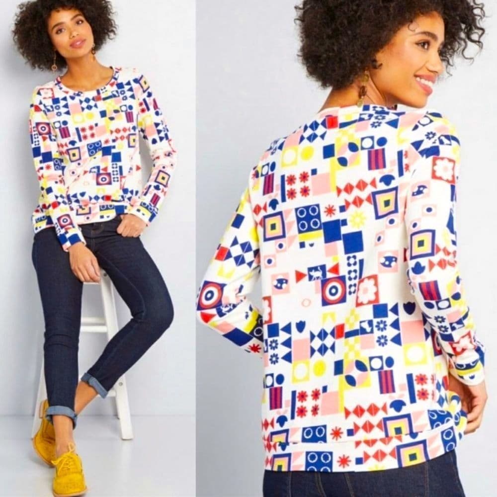 ModCloth Motif Appreciation Sweatshirt French Terry Sz S