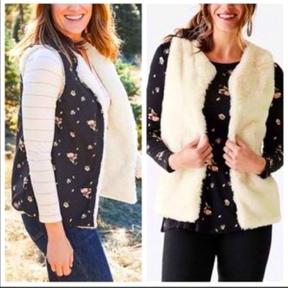 Matilda Jane Snow Way Faux Fur Vest Reversible Sz L