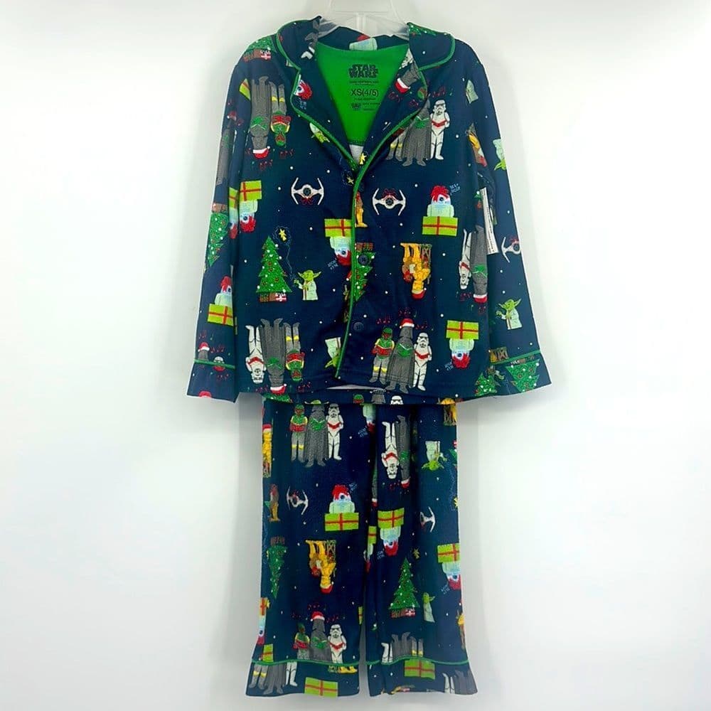 Star Wars Holiday 2pc Button Up Jammies Sz XS (4-5)