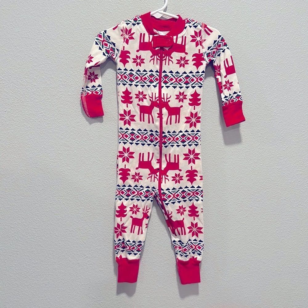 Hanna Andersson Dear Deer Zip Up PJs Sz 80cm 18-24m