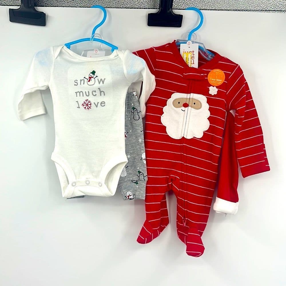 Just One You by CARTERS (2) Outfit Bundle Sz Newborn Santa Sleeper/Snowman 2pc