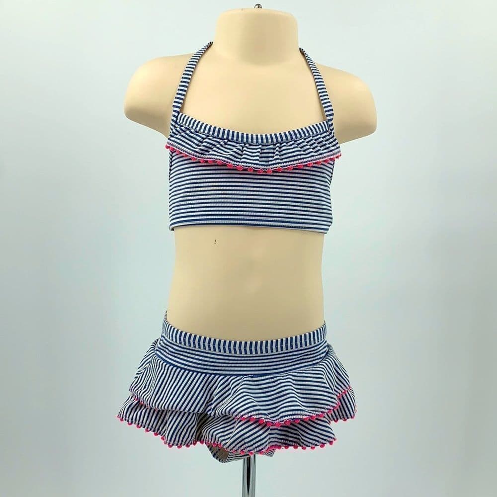 Mini Boden 3-4Y Striped Ruffle Bikini